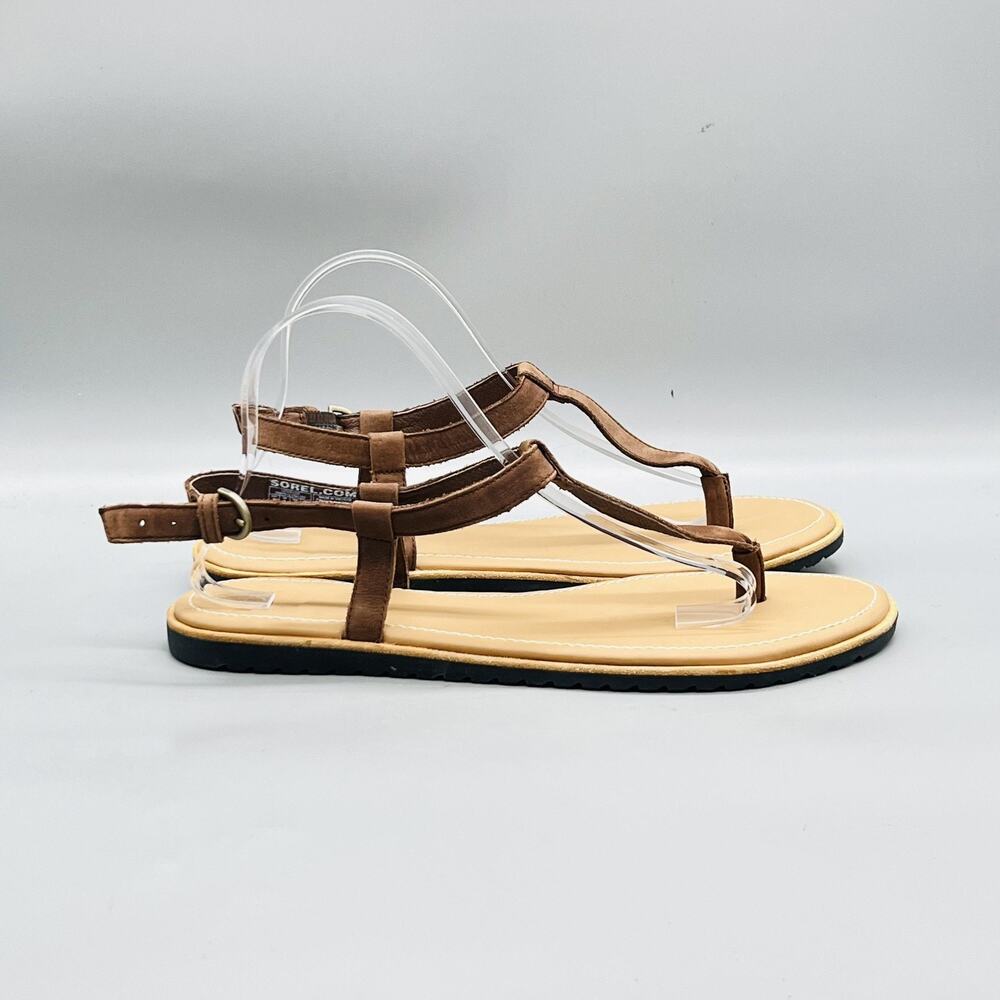 Sorel Sandals Womens 11 Brown Suede Thong Buckle Strap Slingback Flat Shoes